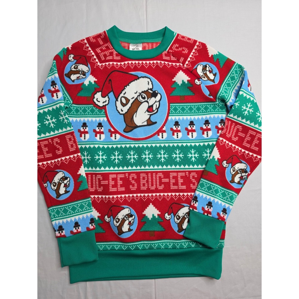 Buc-ee's Sweater Men's Small Red Green Nordic Ugly Christmas Crew Neck Pullover